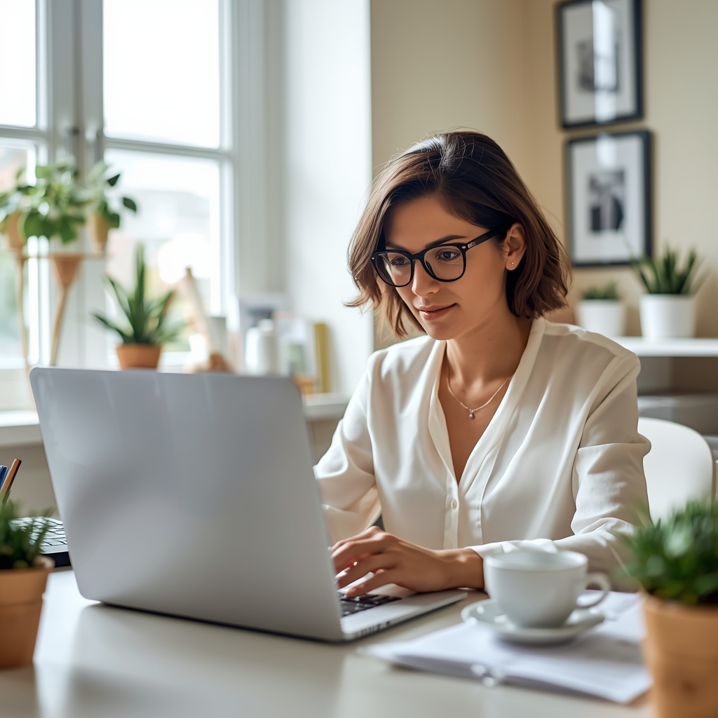 Person working from home with efficiency